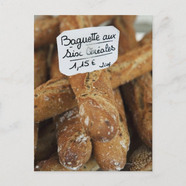 Carte Postale Pain français au marché (Devant)