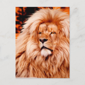 Carte Postale Paint photo Lion Orange African Sky