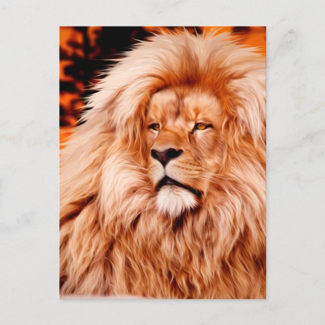 Carte Postale Paint photo Lion Orange African Sky (Devant)