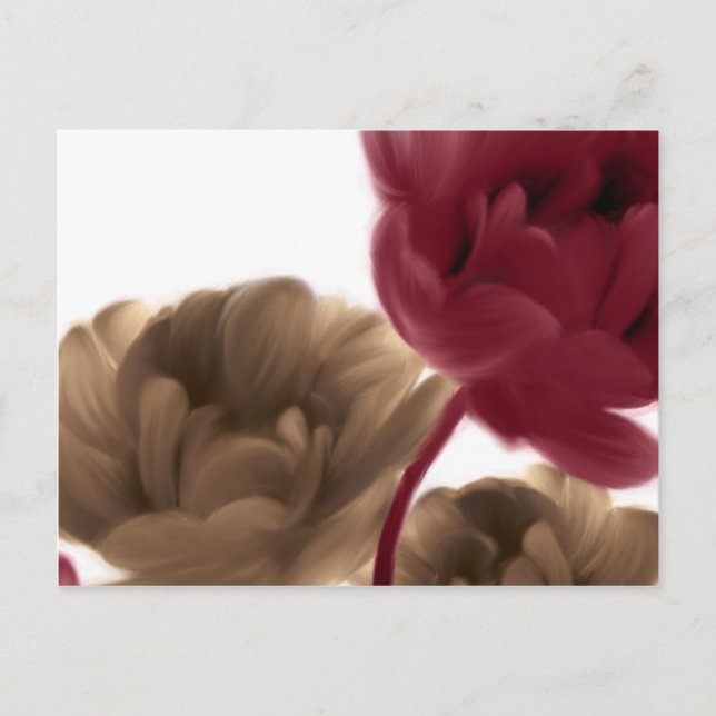 Carte Postale Painted Roses - Burgundy and Burlap (Devant)