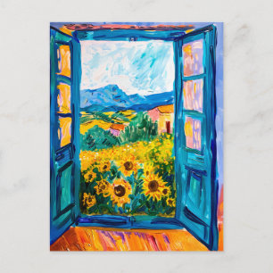 Carte Postale Painting of View of Sunflower Fields à Summer