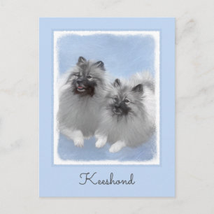 Carte Postale Paire de Keeshond Peinture originale d'animaux d'a