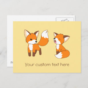 Carte Postale Paire de mignons petits renards