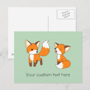 Carte Postale Paire de mignons petits renards
