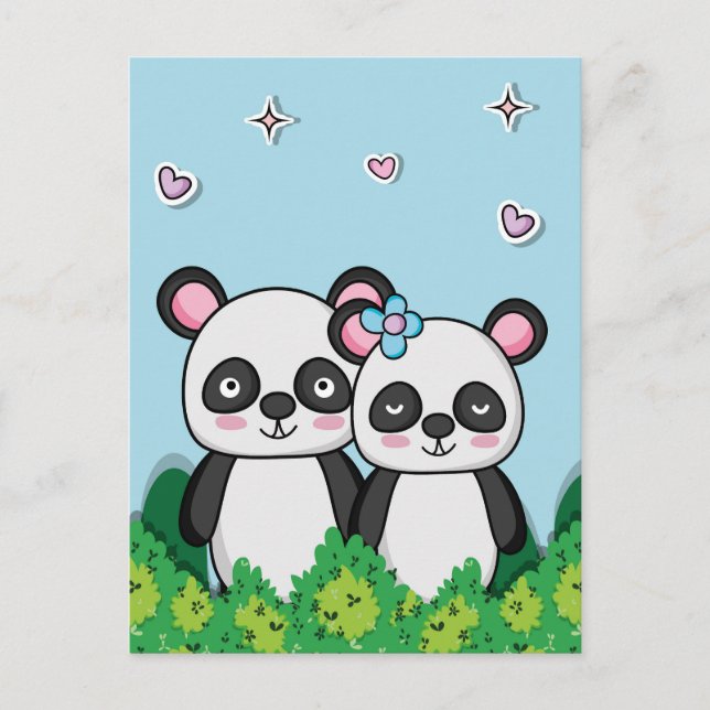 Carte Postale Paire de pandas (Devant)