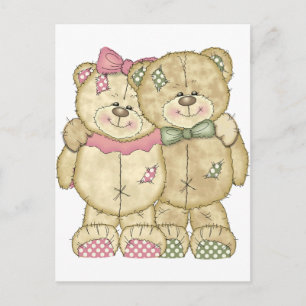 Carte Postale Paire d'ours en peluche - Couleurs originales
