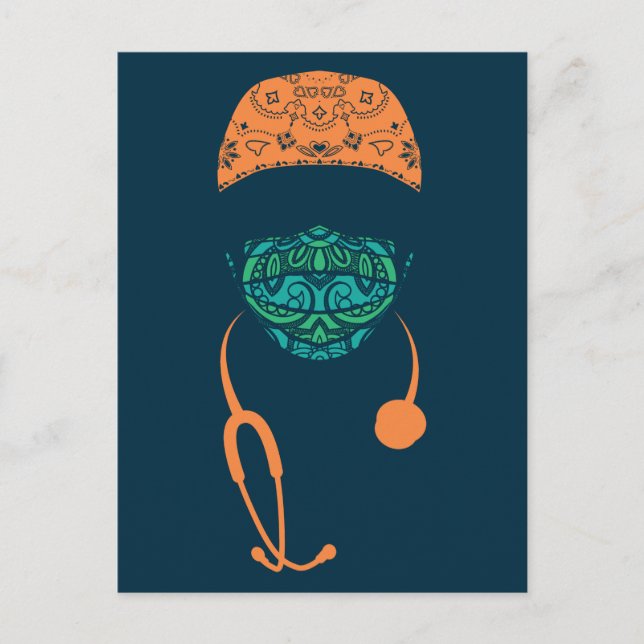 Carte Postale paisley avec masque (Devant)