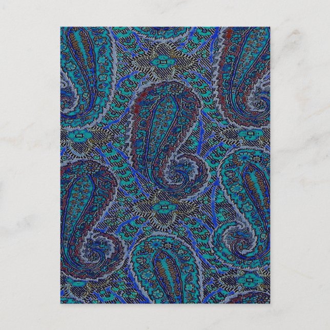 Carte Postale Paisley Blue Indian Boho Motif (Devant)