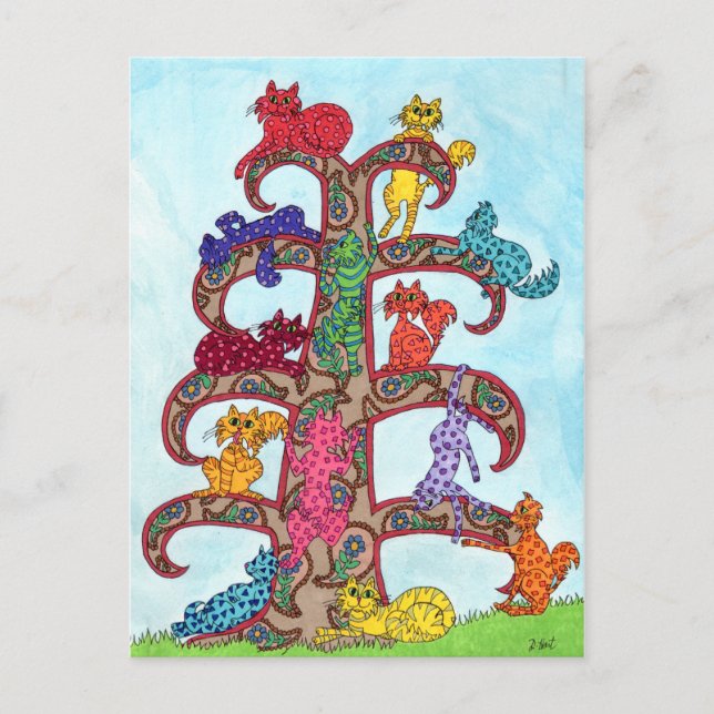 Carte Postale Paisley Cat Tree of Life (Devant)
