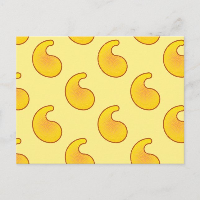 Carte Postale Paisley jaune or et banane (Devant)