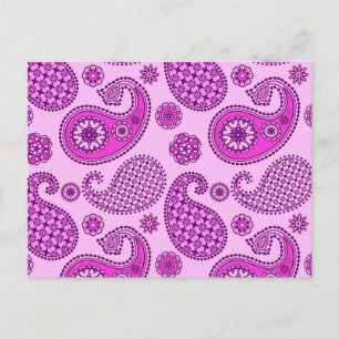 Carte Postale Paisley motif, orchidée et améthyste violet
