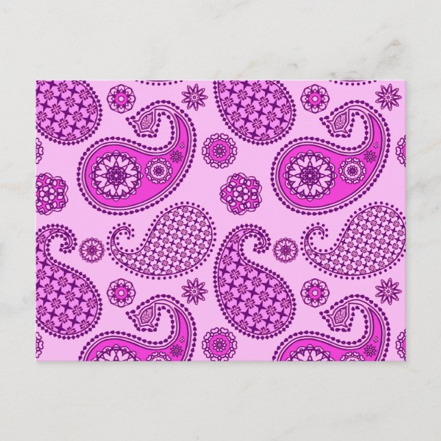 Carte Postale Paisley motif, orchidée et améthyste violet (Devant)