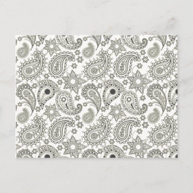 Carte Postale Paisley noir sur blanc (Devant)