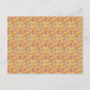 Carte Postale Paisley orange et jaune