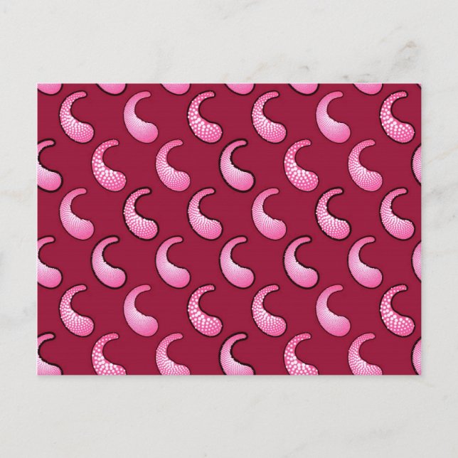 Carte Postale Paisley rose sur fond bordeaux (Devant)