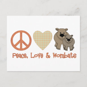 Carte Postale Paix, Amour & amp ; Wombats