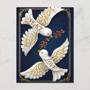 Carte Postale Paix & Amour Art de la Colombe Ornée