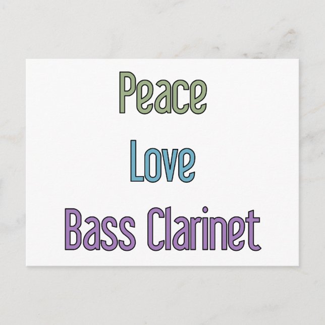 Carte Postale Paix, Amour, Basse Clarinet (Devant)