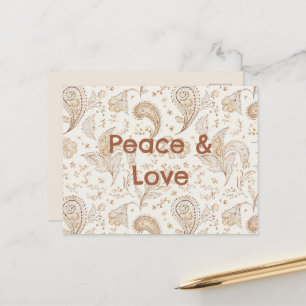 Carte Postale Paix Amour Bohème Hippie Soixante Paisley