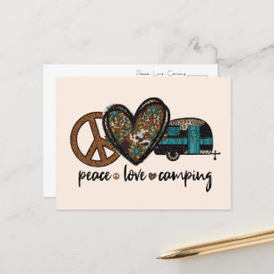 Carte Postale Paix, Amour, Camping