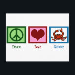 Carte Postale Paix Amour Cancer Signe Astrologique Anniversaire<br><div class="desc">Un signe de paix mignon,  un cœur et un crabe symbolisant le signe astrologique du Cancer. Un excellent cadeau d'anniversaire !</div>