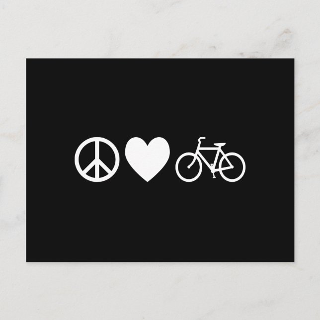 Carte Postale Paix Amour et Bicyclettes (Devant)