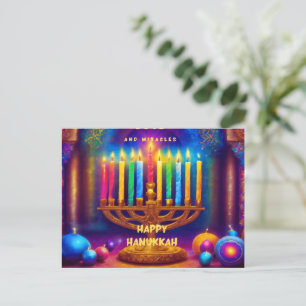 Carte Postale Paix, Amour et Miracles- Hanukkah