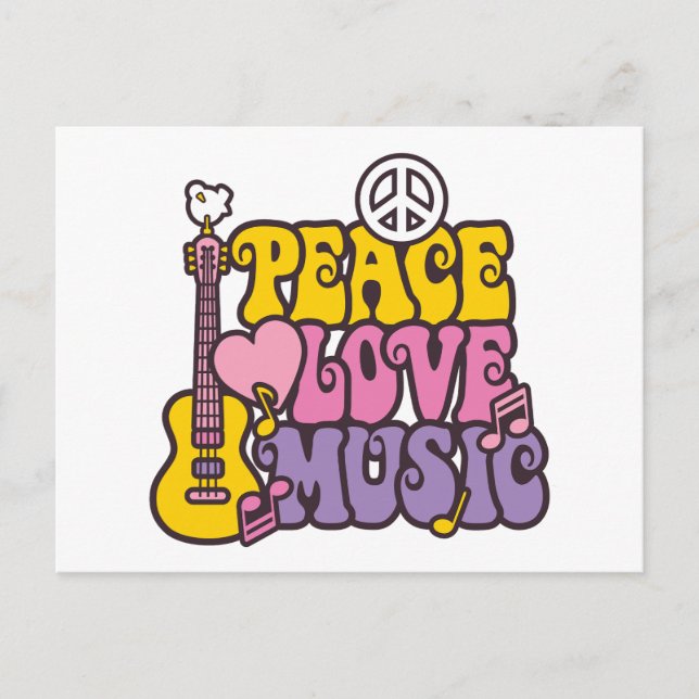 Carte postale Paix, Amour et Musique (Devant)