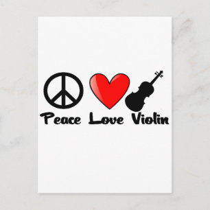 Carte Postale Paix, amour et violon