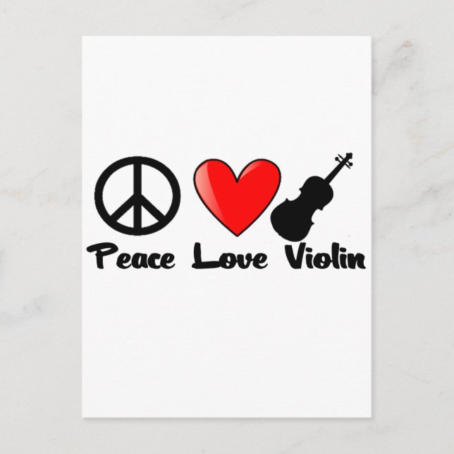 Carte Postale Paix, amour et violon (Devant)