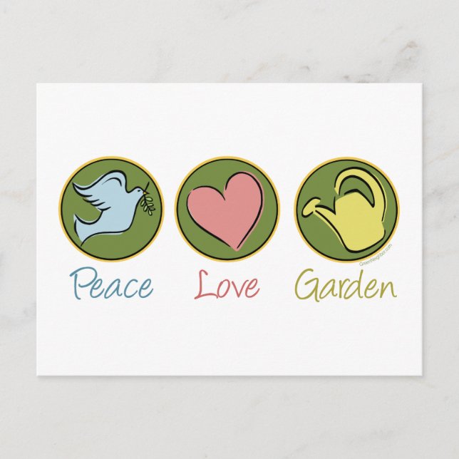 Carte Postale Paix, Amour, Jardin (Devant)