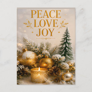 Carte Postale Paix Amour Joie Élégant Noël d'Hiver
