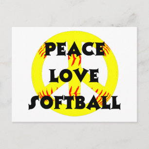 Carte Postale Paix, Amour, Softball avec signe de paix