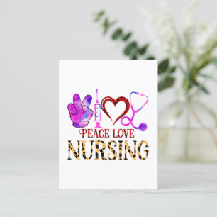 Carte Postale Paix Amour Soins Infirmiers – Joli Design d'Infirm