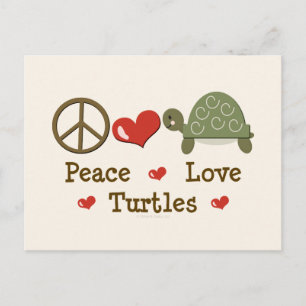 Carte postale Paix Amour Tortues