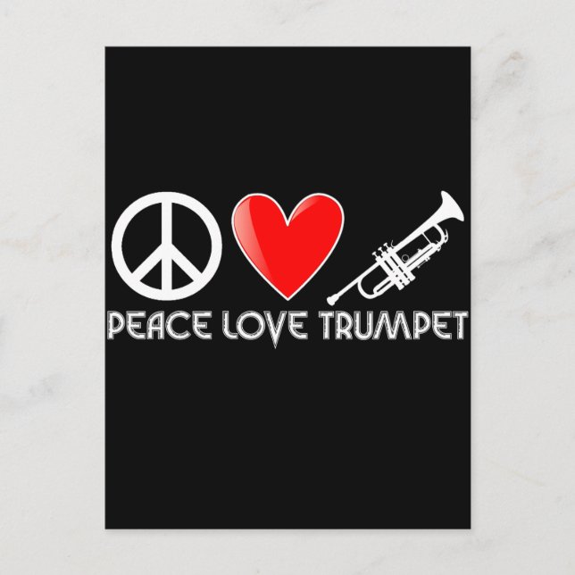 Carte Postale Paix, amour, trompette (Devant)