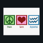 Carte Postale Paix Amour Verseau<br><div class="desc">Signe de paix,  cœur et symbole du Verseau.</div>