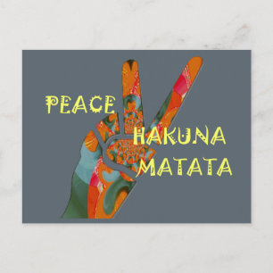 Carte Postale Paix dehors : panneau Vibes de Hakuna Matata