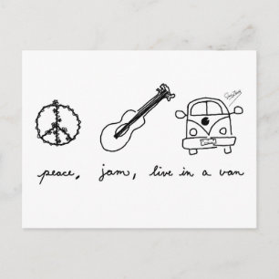 Carte Postale Paix, Jam, Vis dans un Van