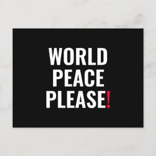 Carte Postale Paix mondiale s'il vous plaît noir blanc rouge pas