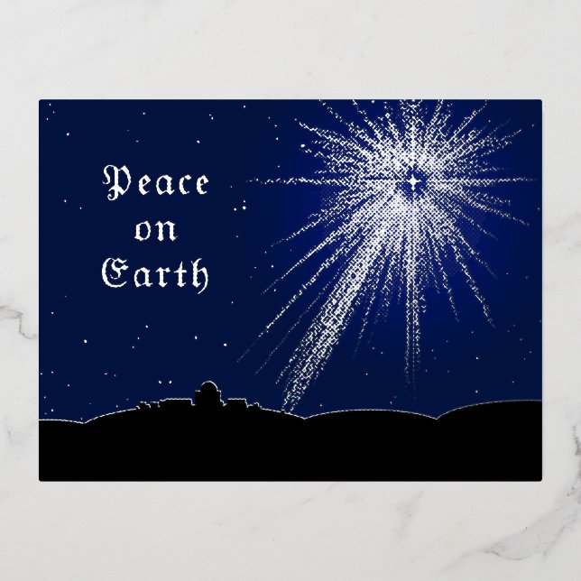 Carte postale Paix sur Terre Noël avec Foil (Recto)