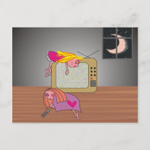 Carte Postale Pajama Party Sleeping Girls and Moon Postcards