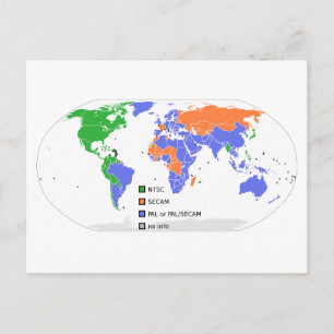 Carte Postale PAL NTSC SECAM TV World Map