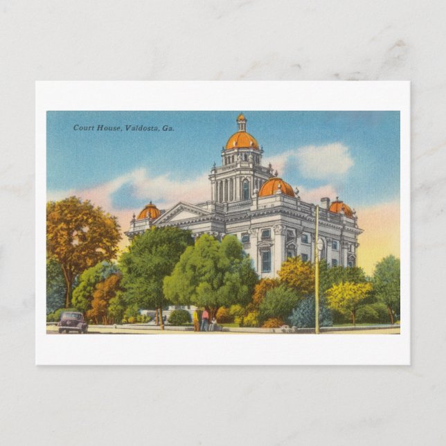 Carte Postale Palais de justice à Valdosta, Géorgie, Vintage voy (Devant)