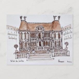 Carte Postale Palais de Justice Courthouse Rennes, Bretagne