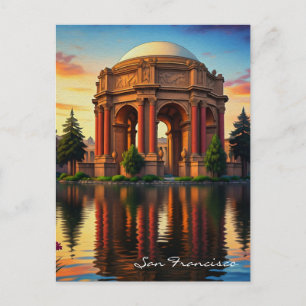 Carte Postale Palais des Beaux-Arts de San Francisco au coucher 