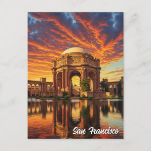 Carte Postale Palais des Beaux-Arts de San Francisco au coucher 