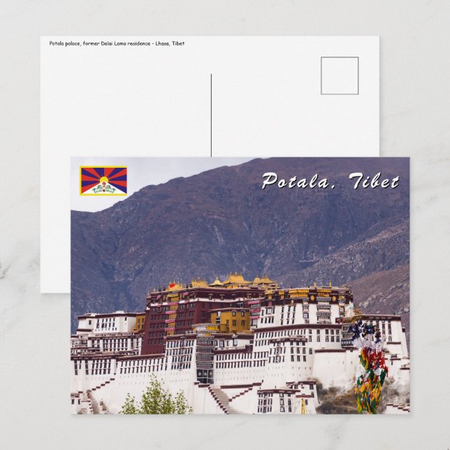 Carte Postale Palais Potala à Lhassa - Tibet (Devant / Derrière)
