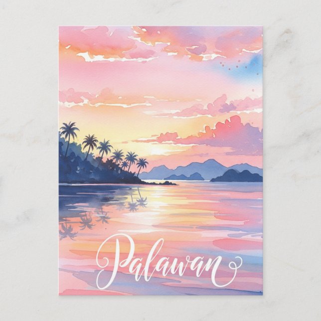 Carte Postale Palawan Philippines Watercolor Travel (Devant)