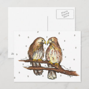 Carte Postale Pale Homme Lola Rouge Buse à queue noire Oiseau hi